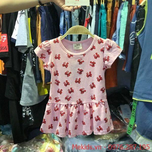 Váy cotton hình nơ cực xinh cho bé size nhí 8th-3 tuổi Mã V208