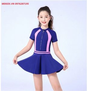 Bộ Bơi Liền Kèm Chân Váy Bé Gái Màu Xanh 5