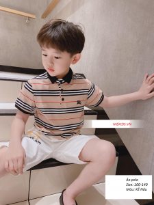 áo Polo Be Trai Kẻ Nâu