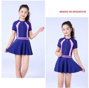 Bộ Bơi Liền Kèm Chân Váy Bé Gái Màu Xanh 3