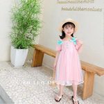 Váy Ren Nơ Vai Màu Hồng